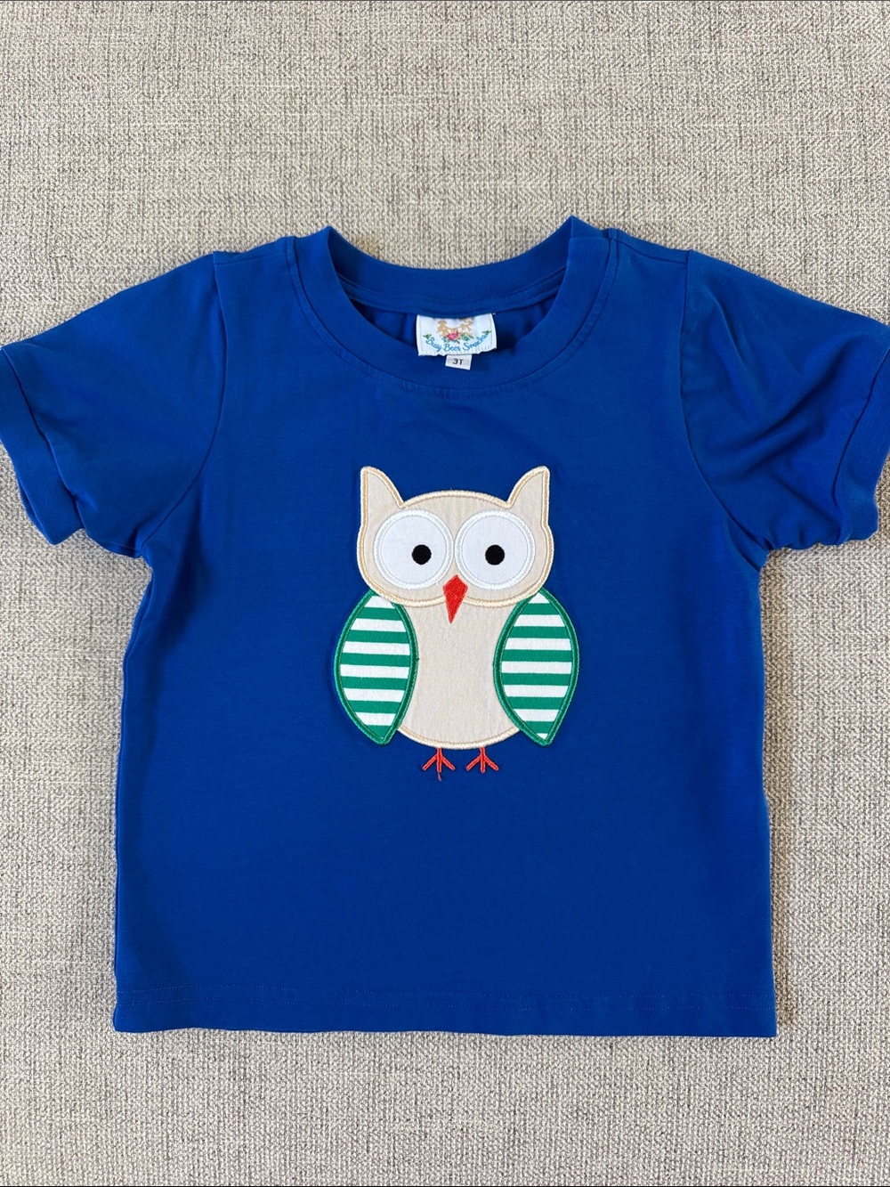 3T Busy Bees Smocks Blue Kids Owl Appliqué Tee
